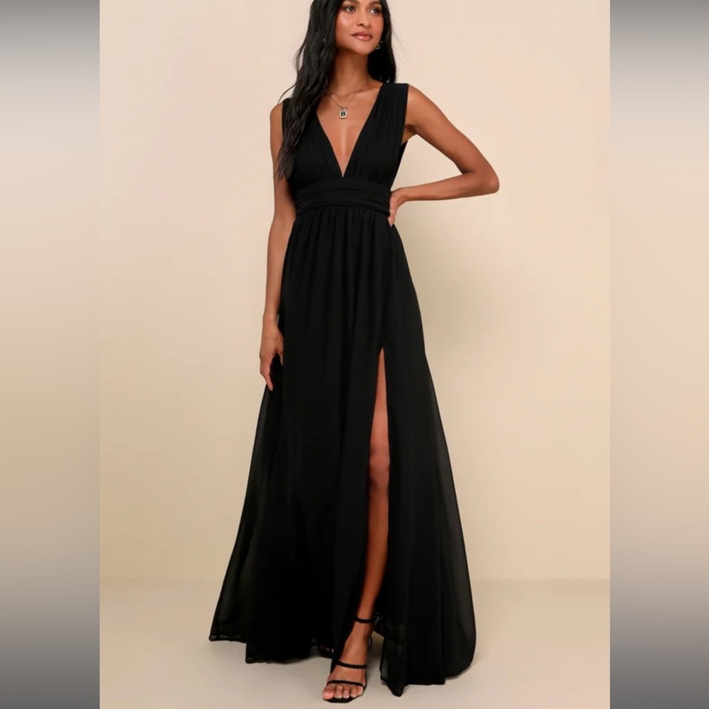 NWT Lulus Heavenly Hues Black Maxi Dress - Picture 1 of 6